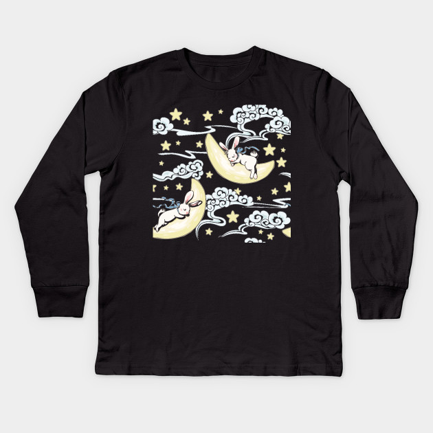 Seamless Cute Clouds Pattern Sleeping Bunny